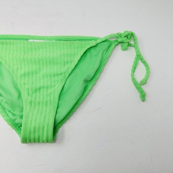 California Waves Womans Large Green Terry Hipster Bikini Swim Bottom Tie NWT - Picture 4 of 6